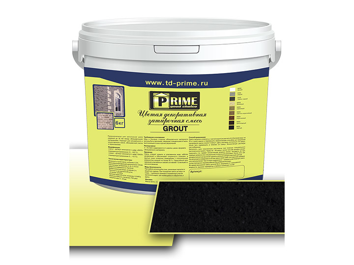 Цветная декоративная затирка Prime Grout 6653, черная, 6 кг Цветная декоративная затирка Prime Grout 6653, черная, 6 кг